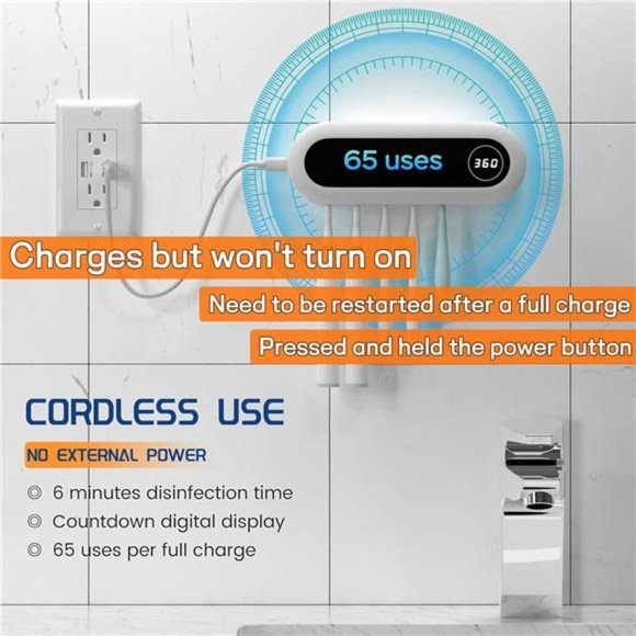 Toothbrush Sanitizer - UVToothbrush Sanitizer and Holder - 5 Toothbrush Slots - Picture 3 of 7